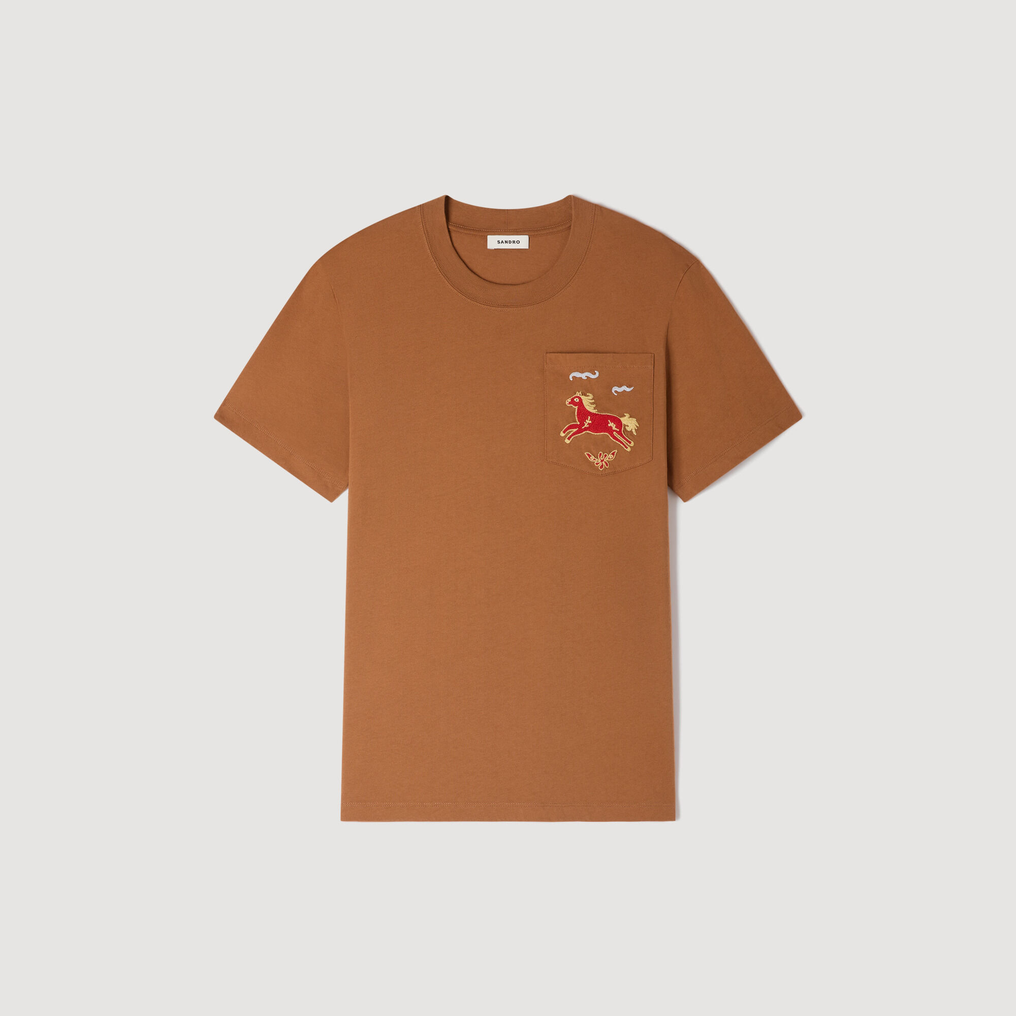 T-shirt in cotone con cavallo ricamato