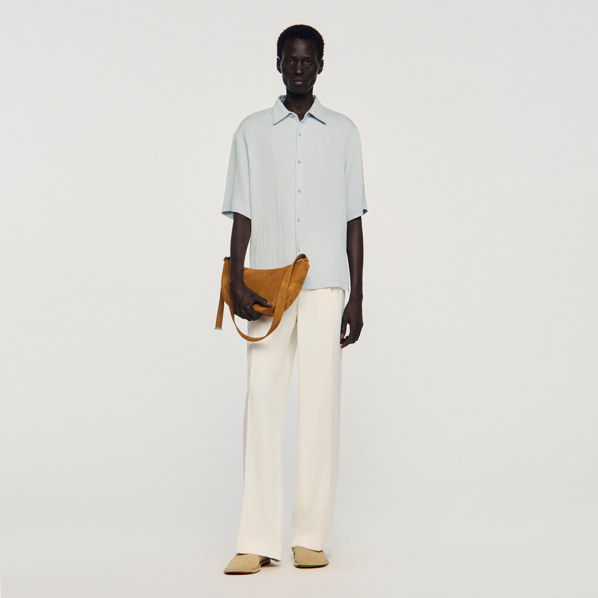Piccolo hobo in pelle scamosciata con cerniera
