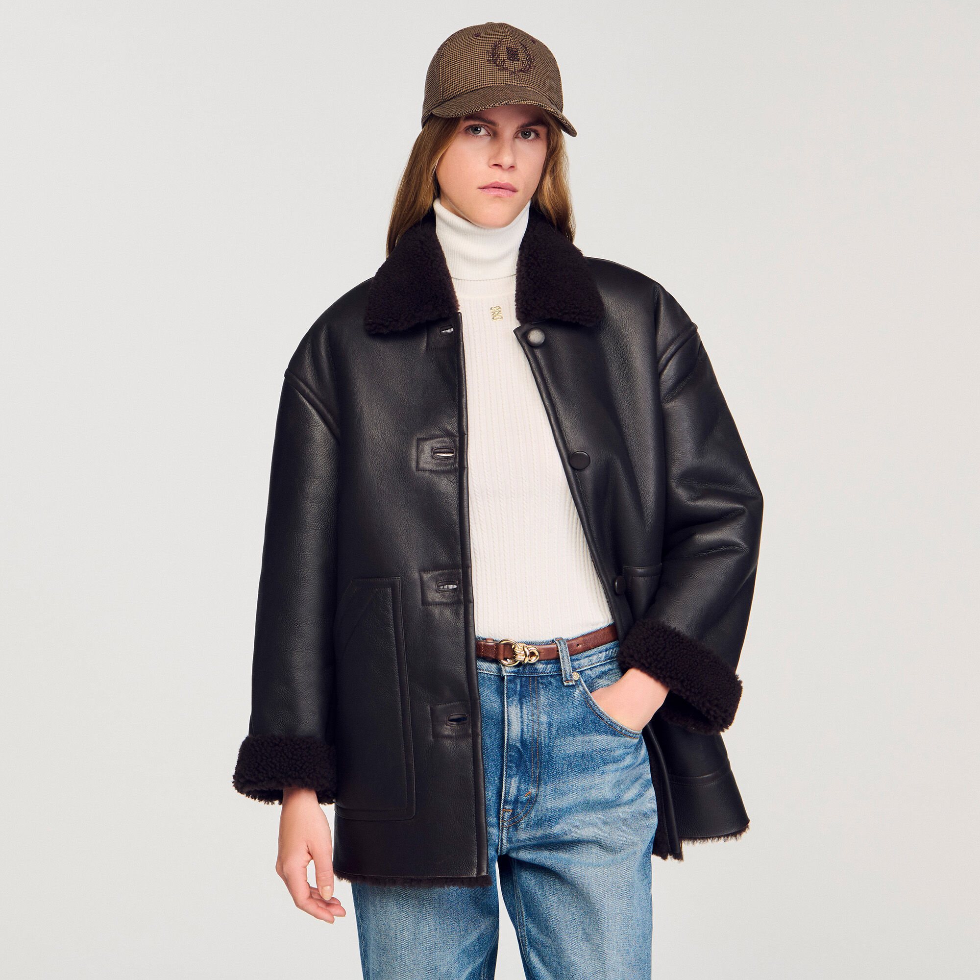 Cappotto in pelo di agnello da aviatore