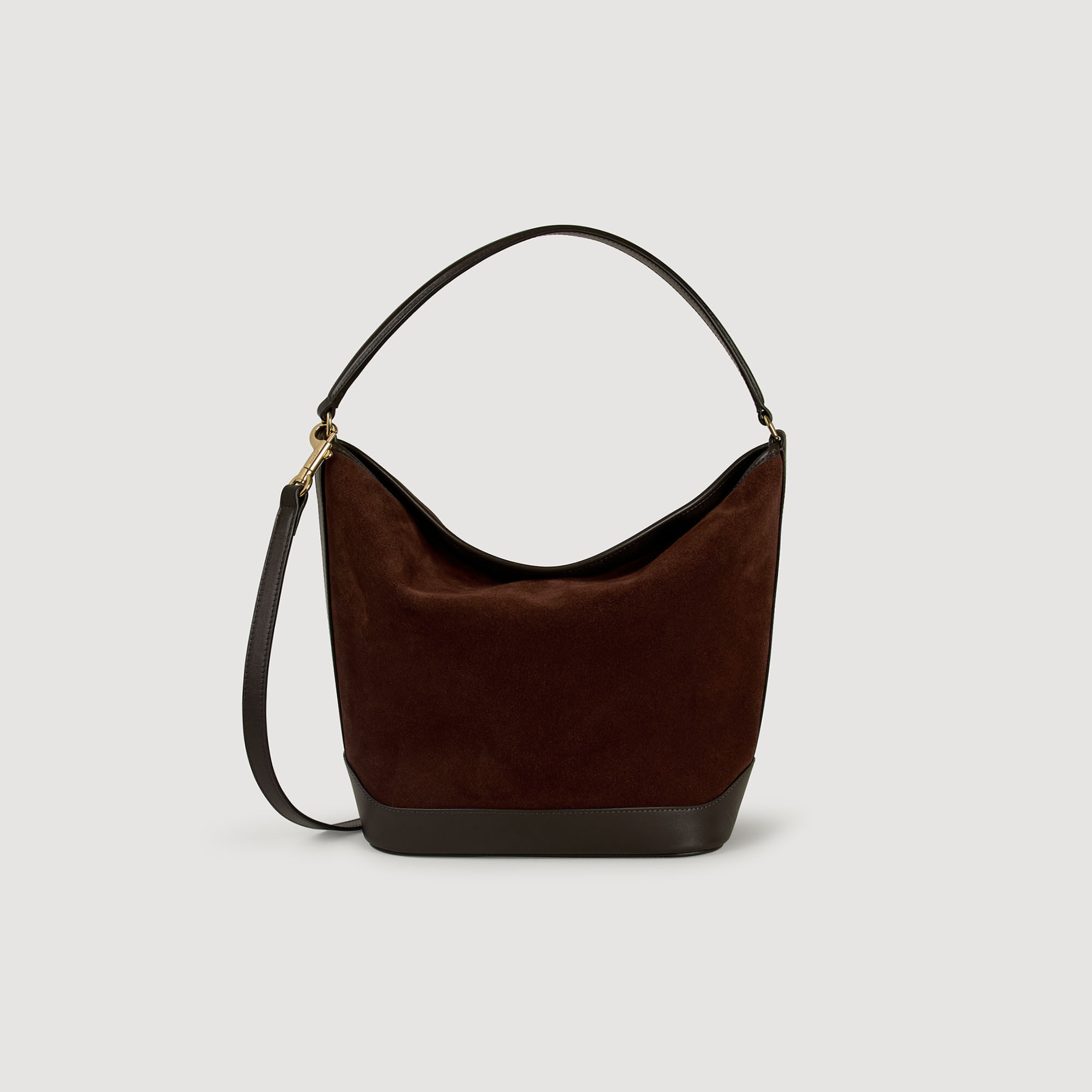Borsa a secchiello in pelle e suede Tangoso
