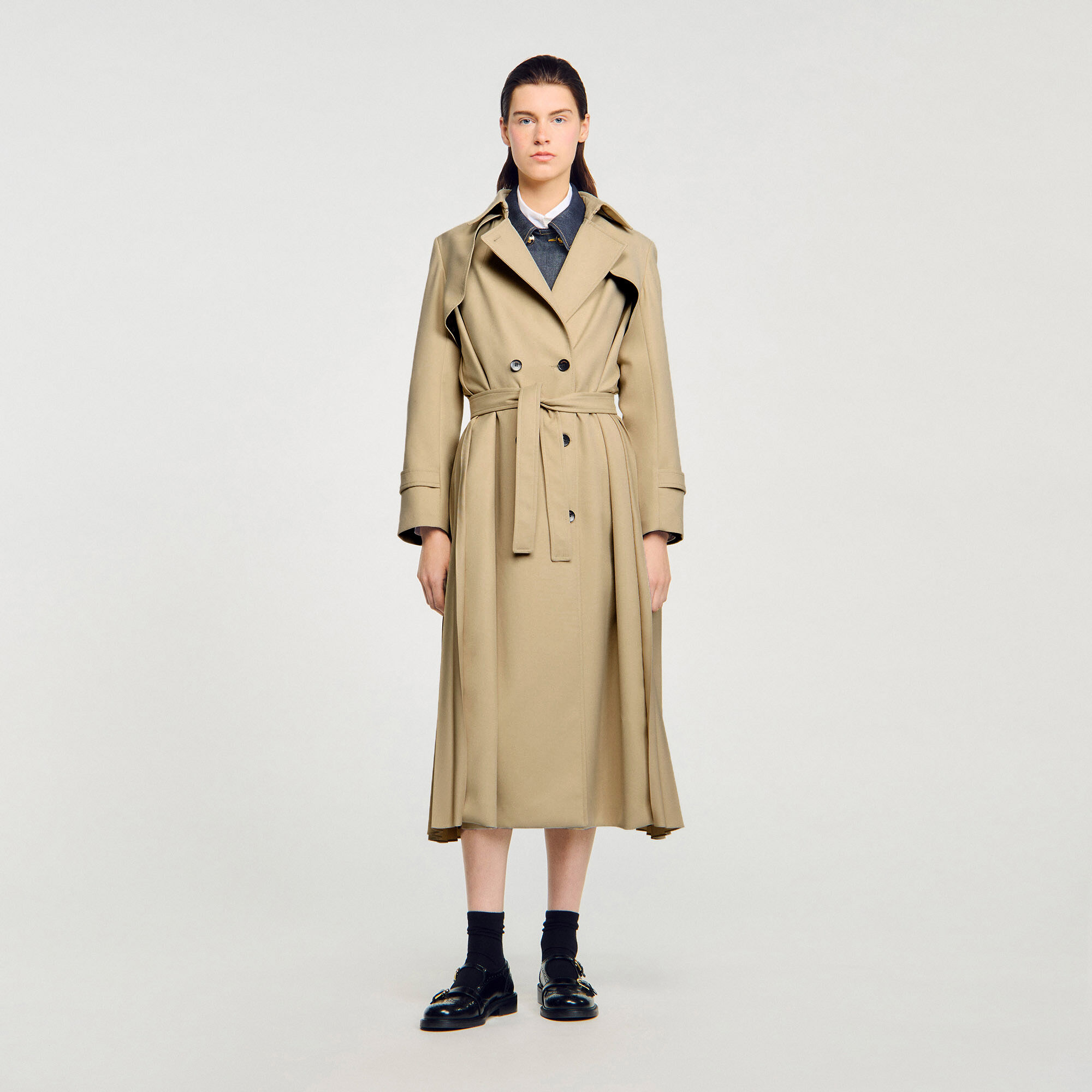 Trench doppio petto con cintura