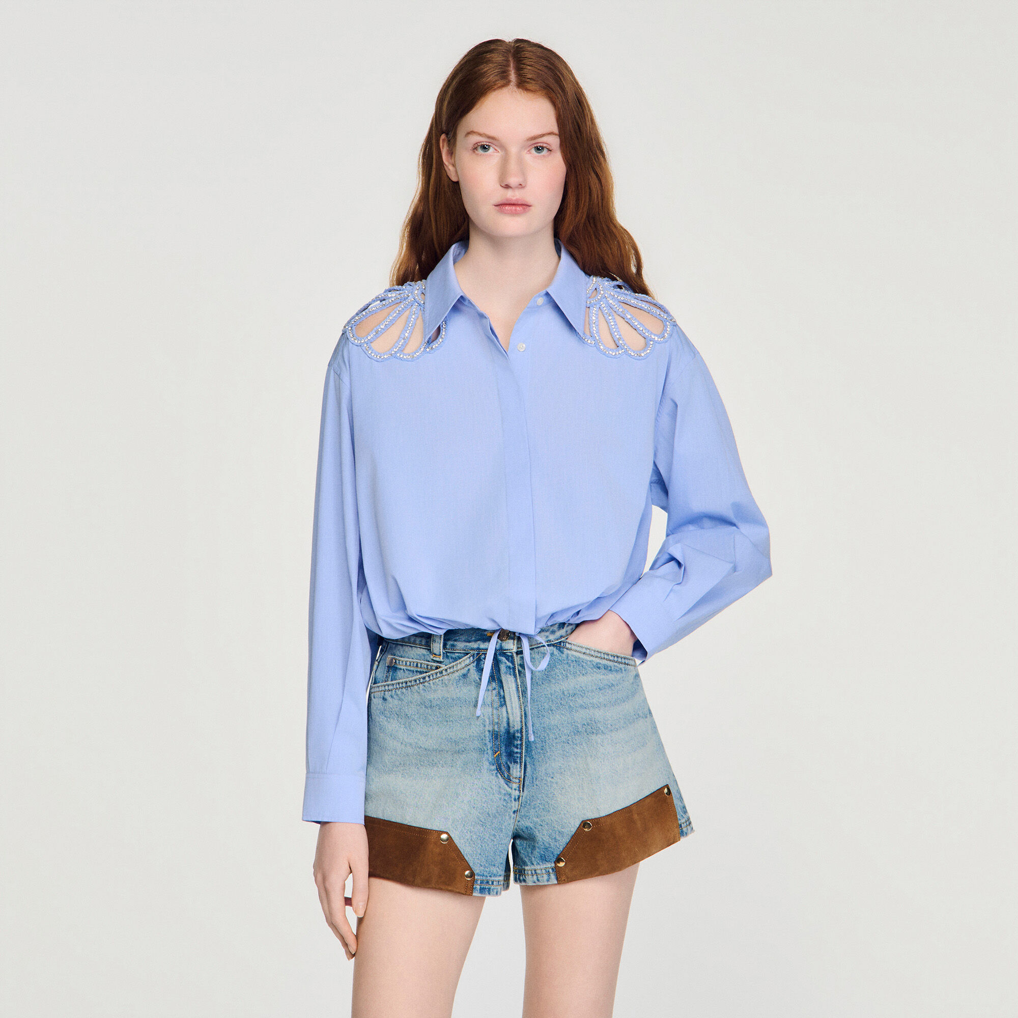 Camicia in cotone ricamata