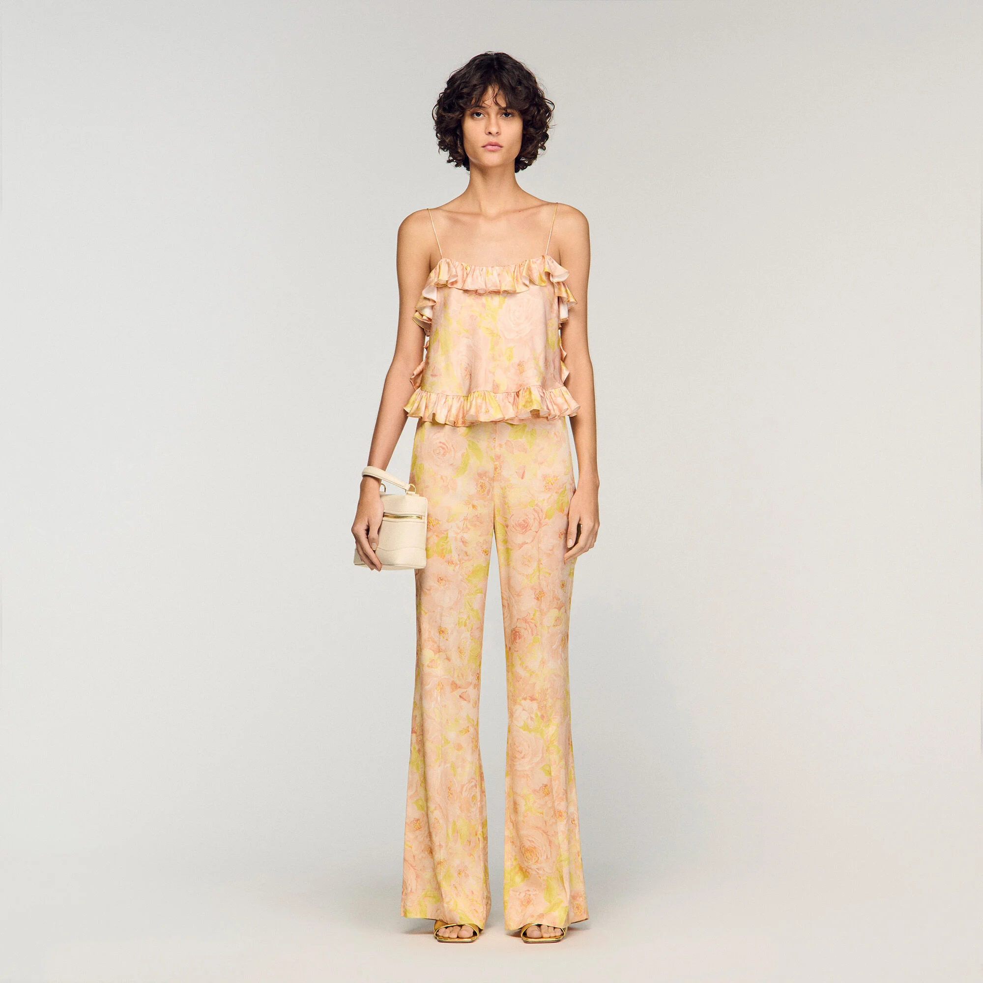 Pantaloni larghi con stampa floreale