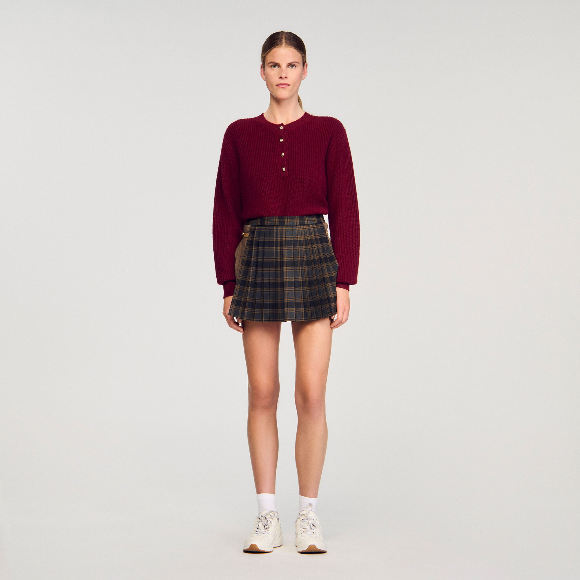 Maglione bottonato in lana e cachemire