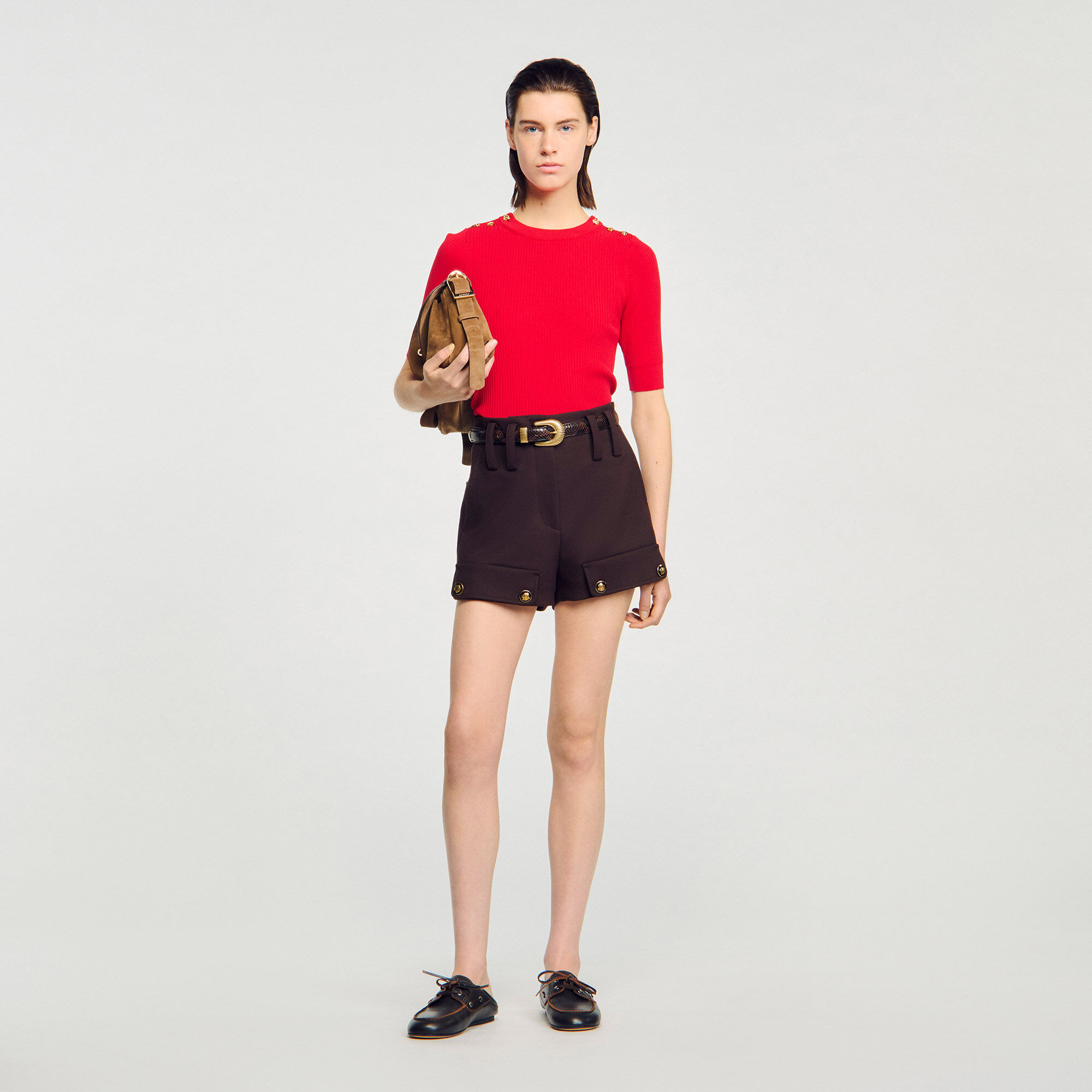 Pullover a maniche corte con spina