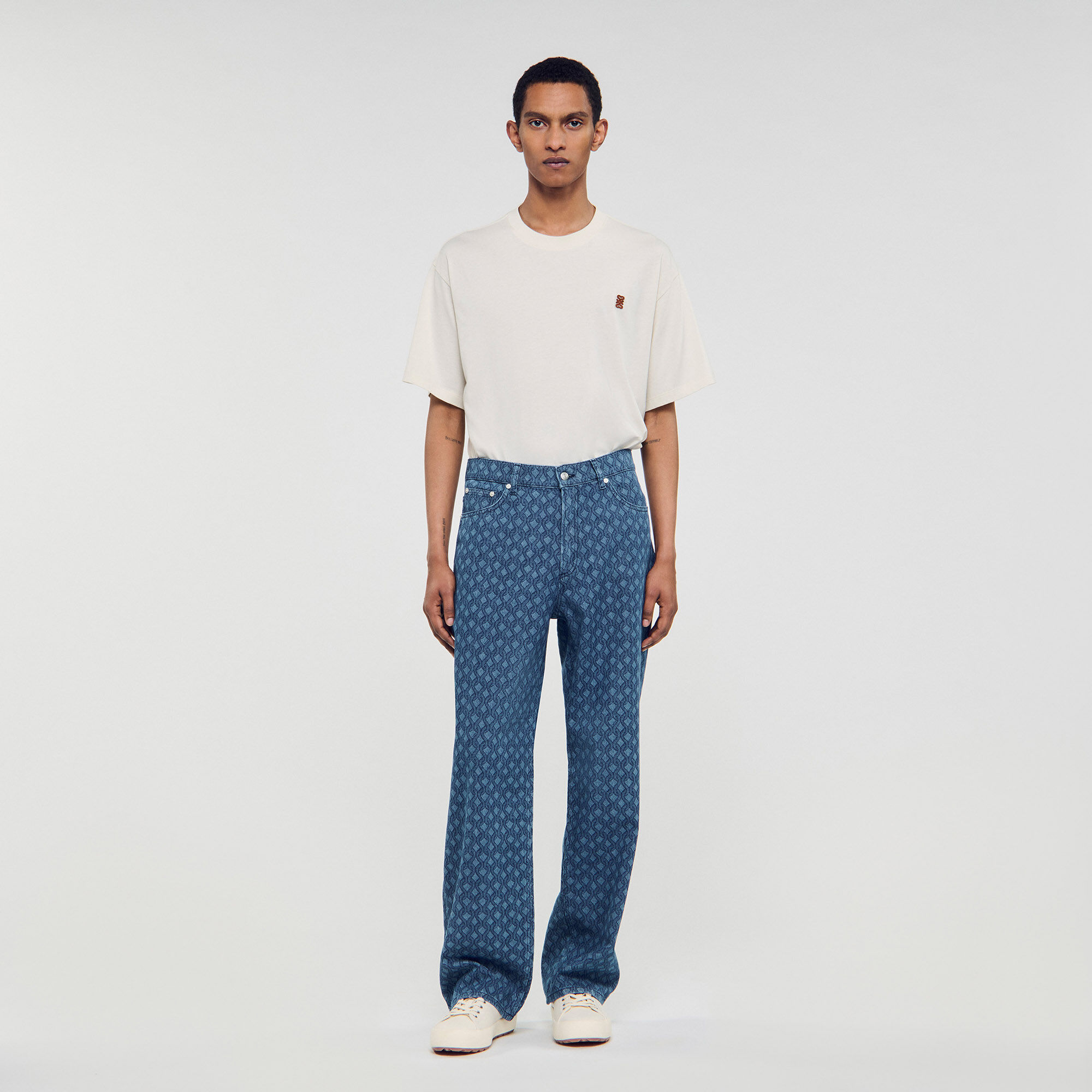 Pantaloni larghi con motivo corda