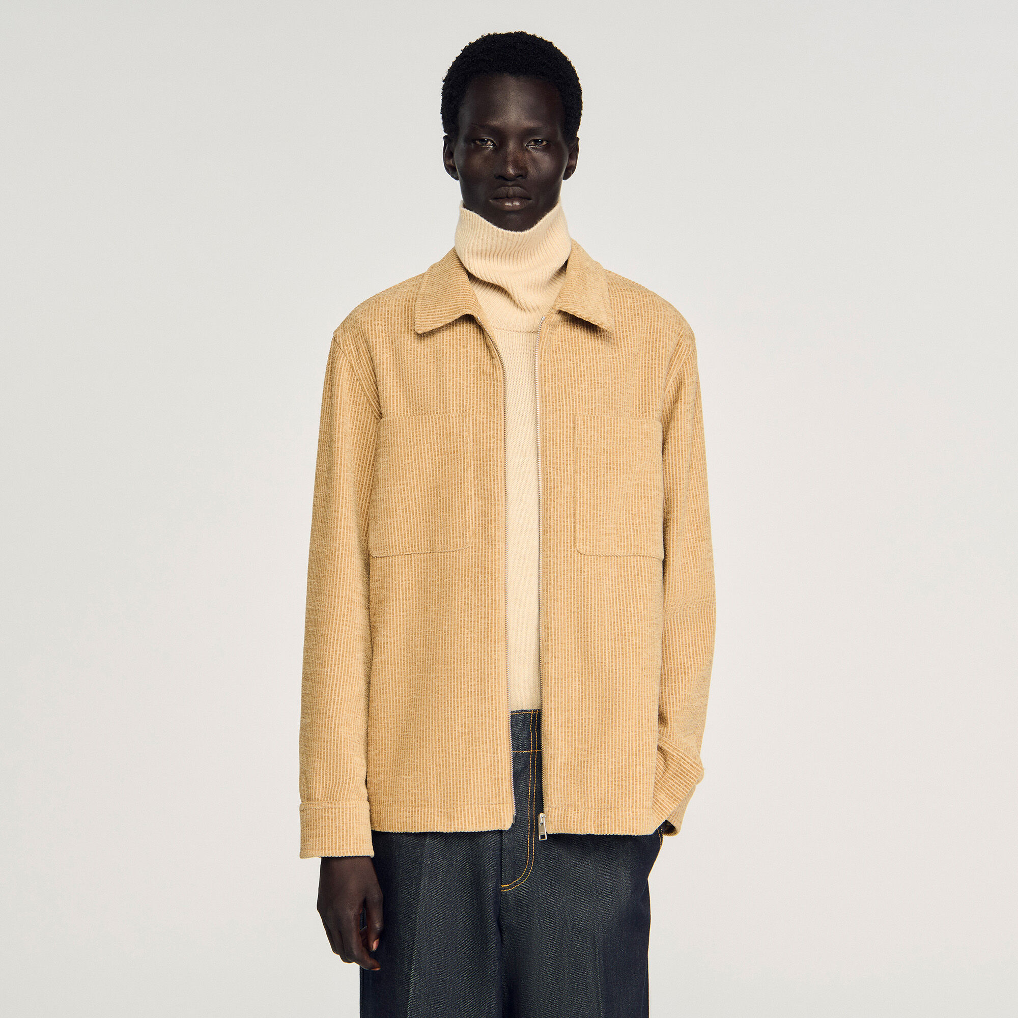 Giacca oversize con cerniera in velluto