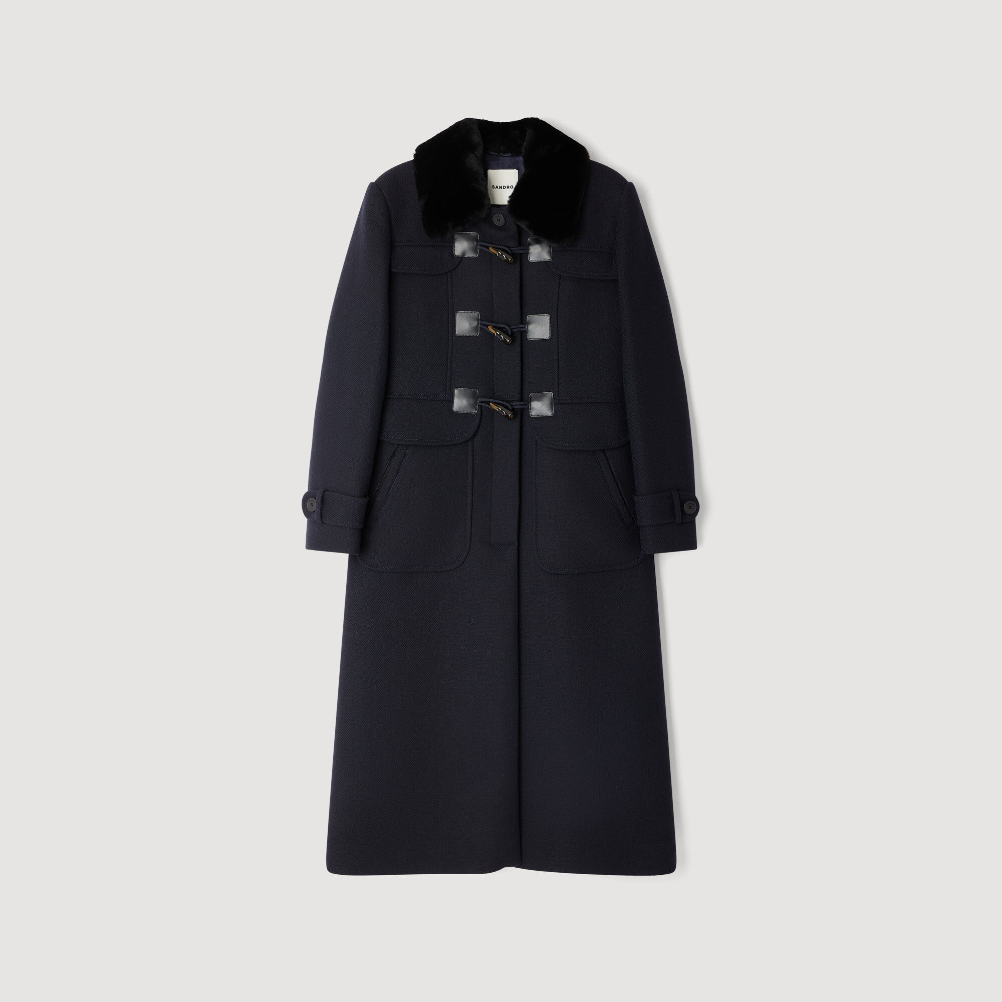 Cappotto con collo di pelliccia rimovibile