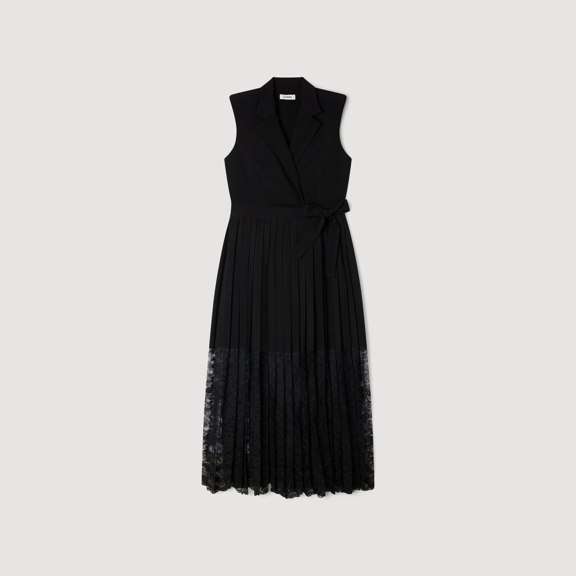 Abito midi con colletto in pizzo