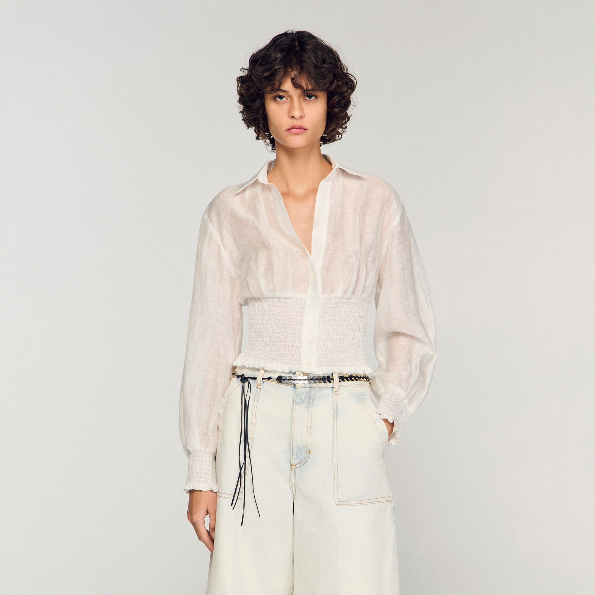 Camicia in lino con elastico