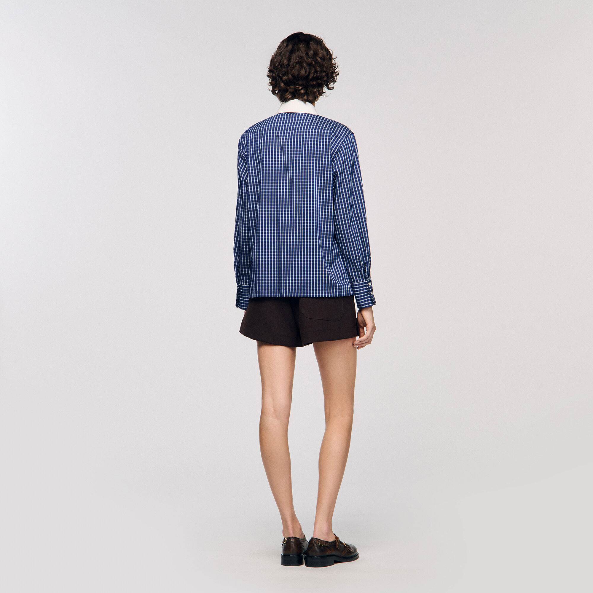 Camicia a quadri con cravatta rimovibile
