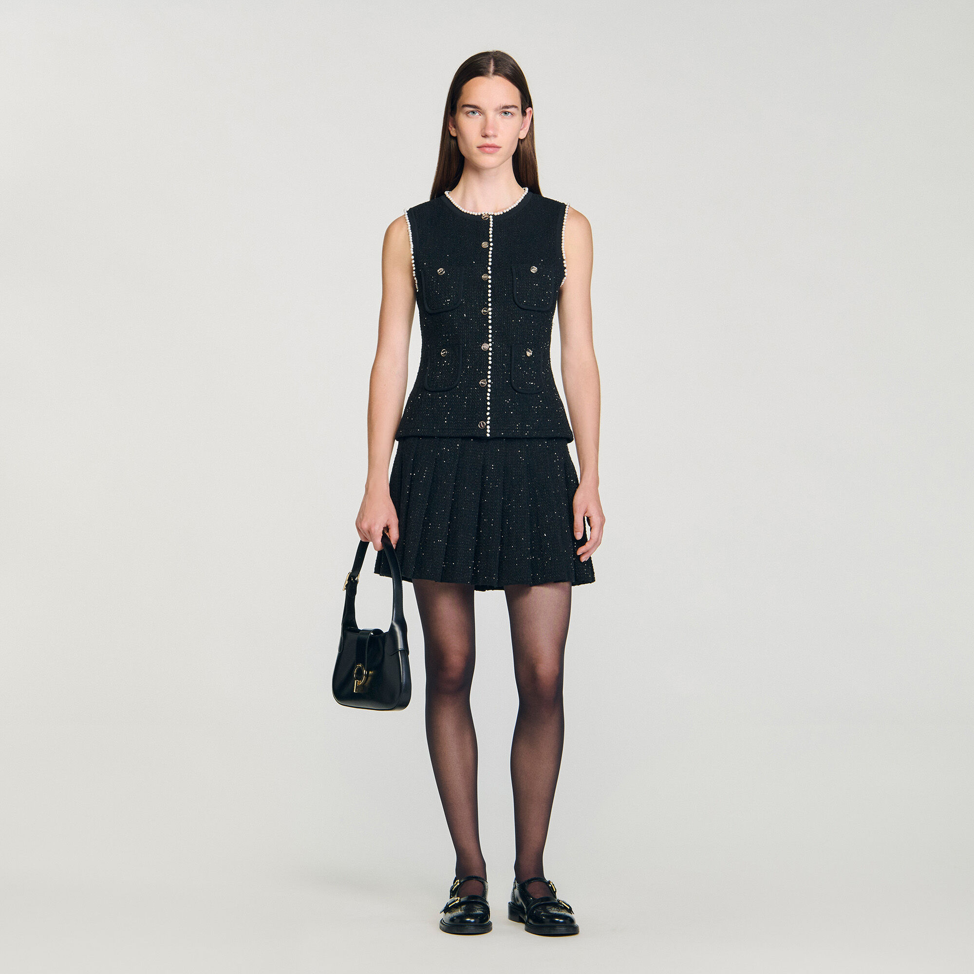 Gilet in tweed decorato
