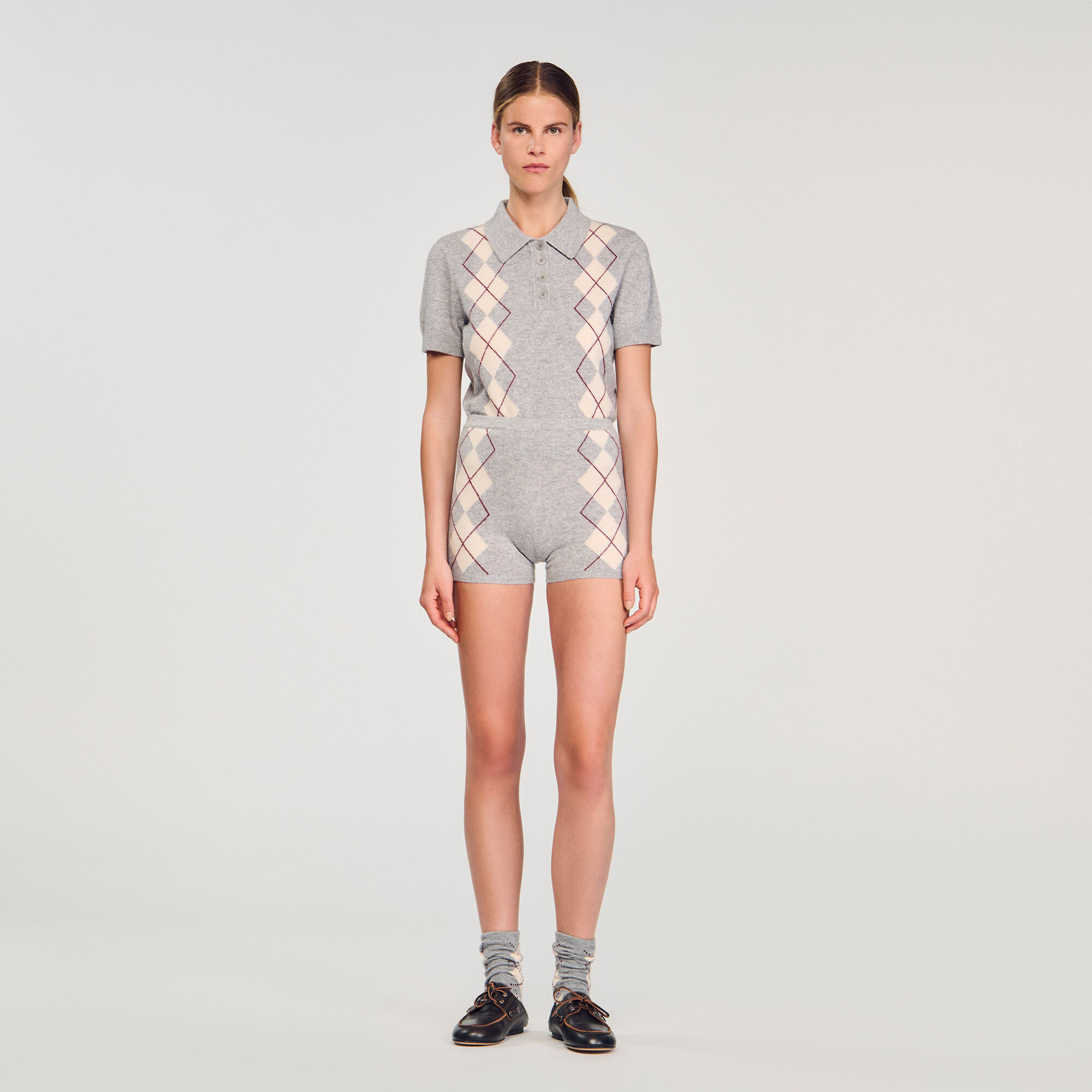 Shorts in maglia con motivo a diamante