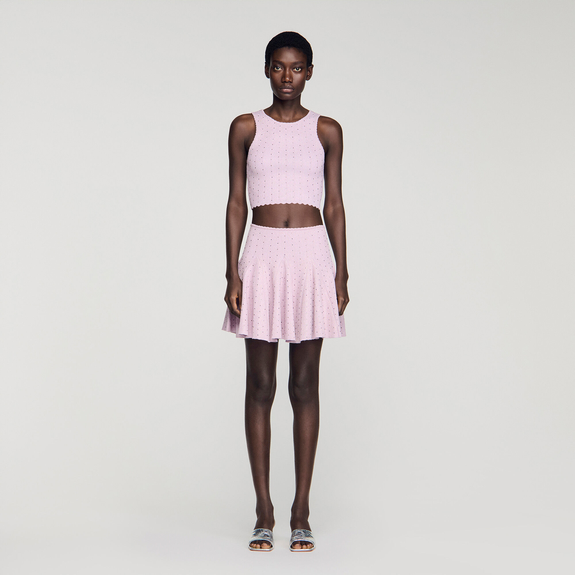 Mini gonna in maglia con strass