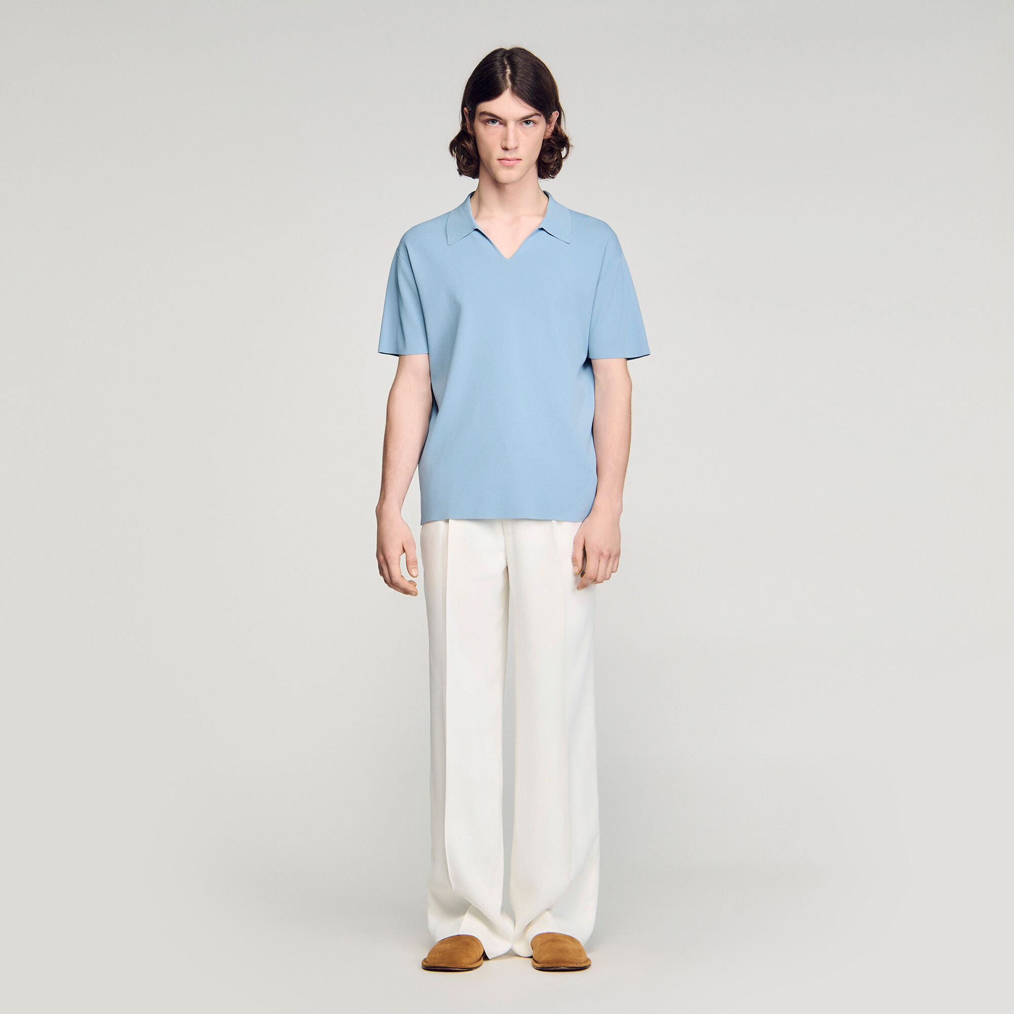 Maglia polo in maglia elasticizzata