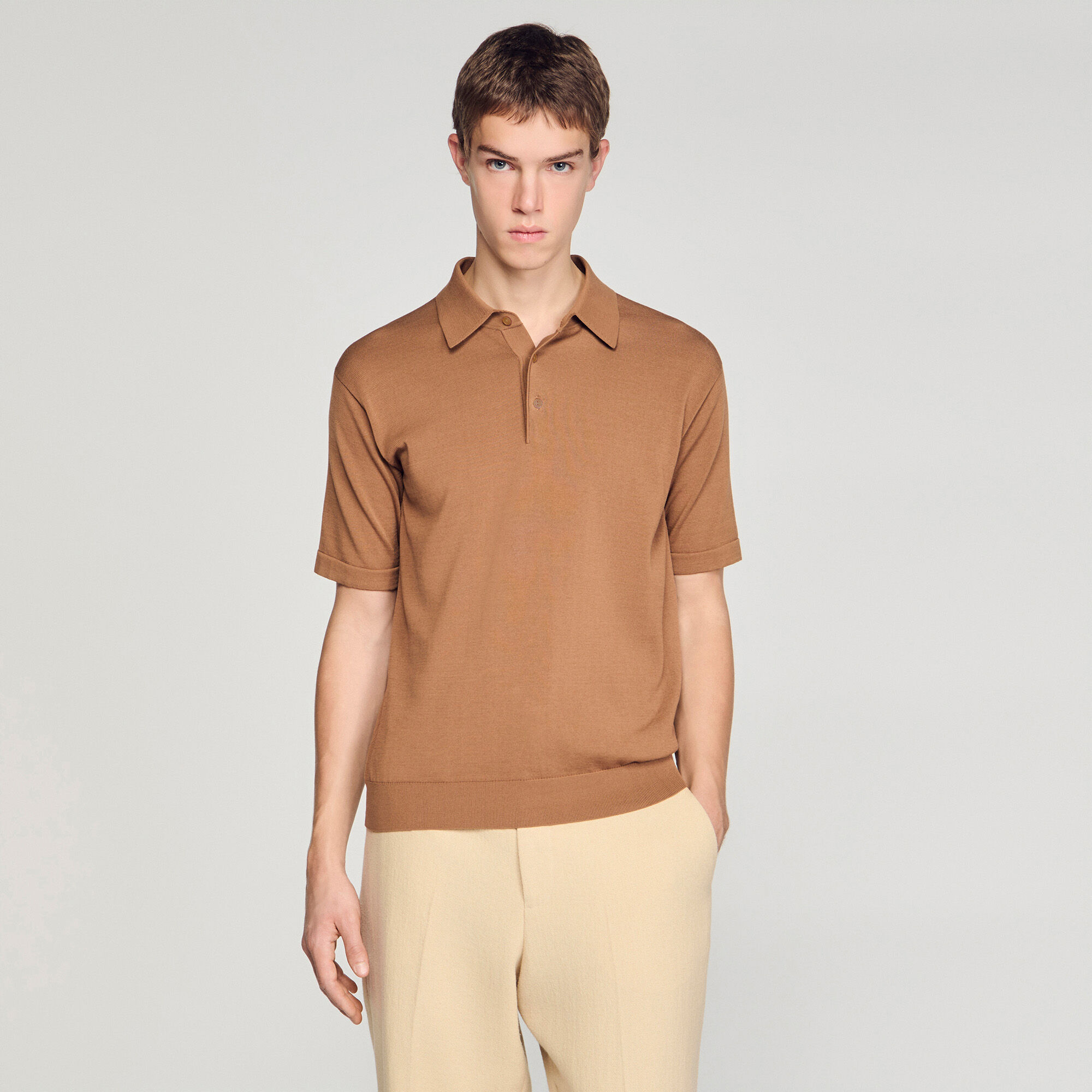 Maglietta polo in cotone e seta