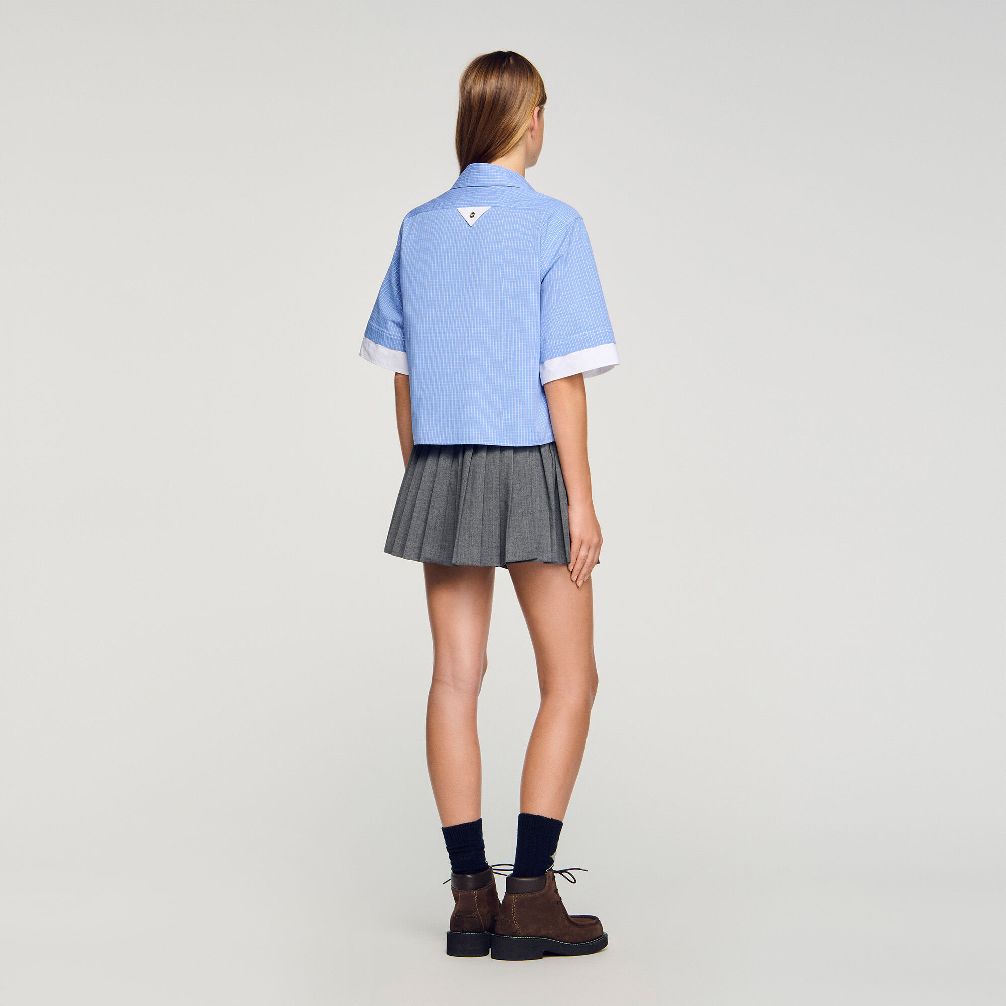 Camicia corta a piccolo quadretto