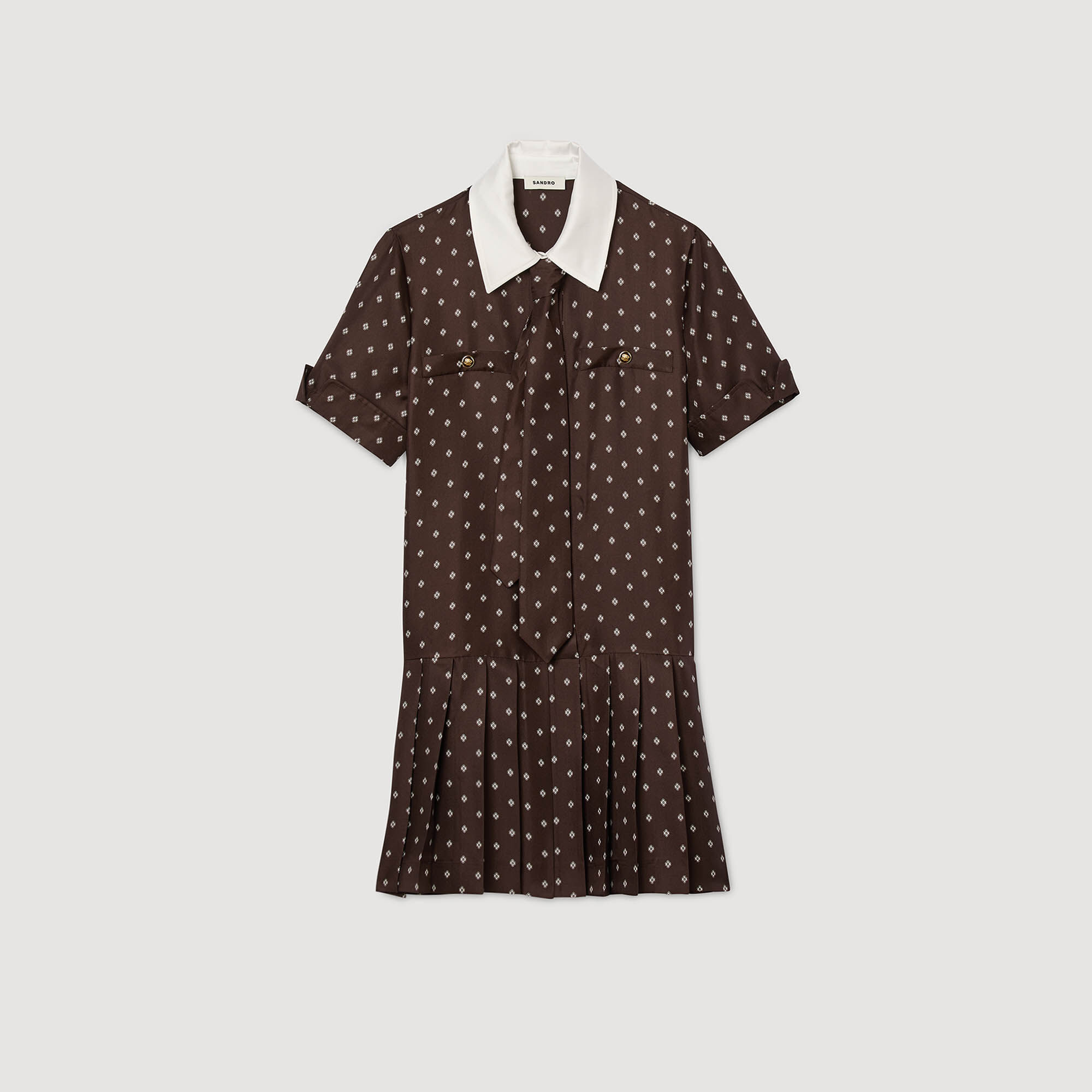 Mini vestito in satinato stampato