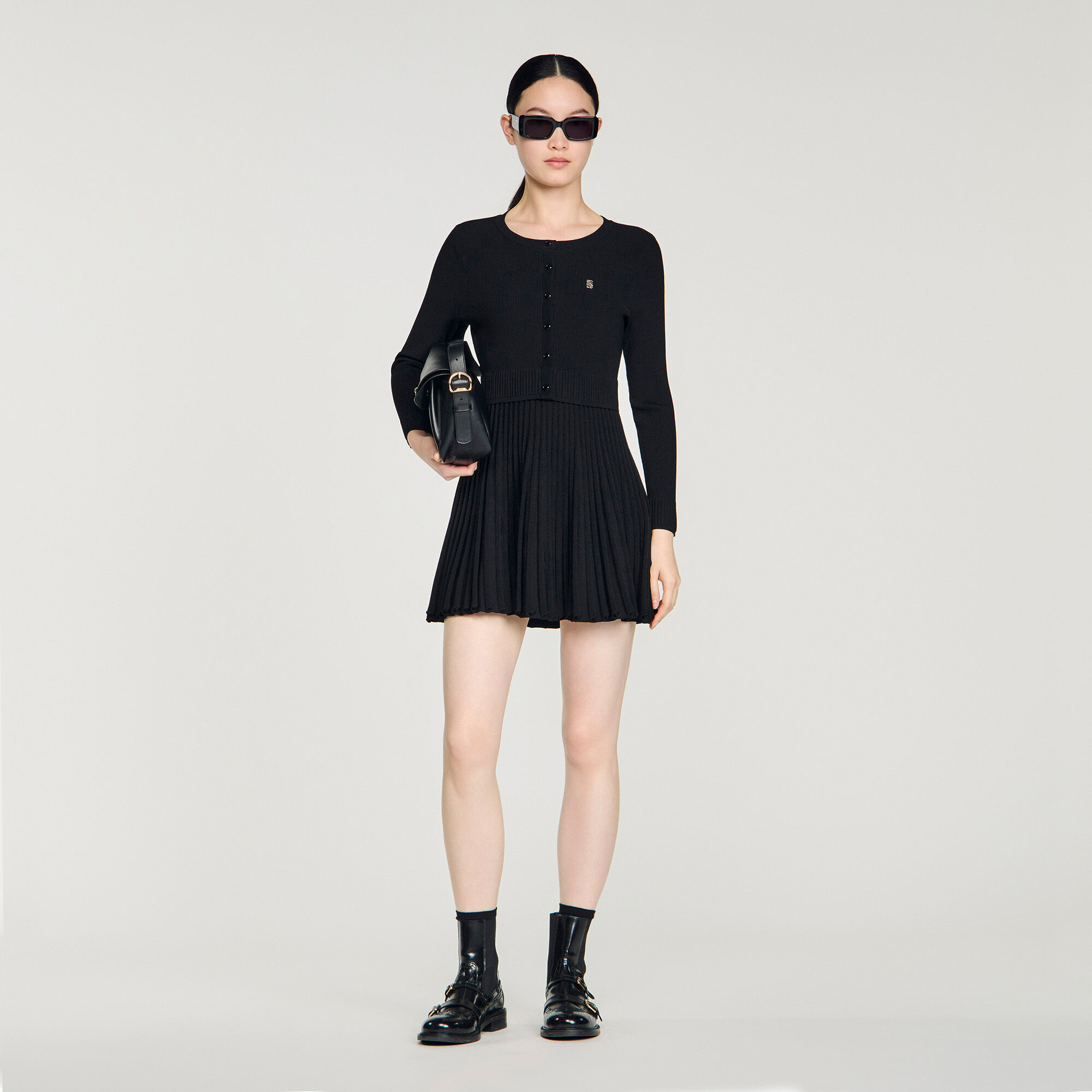 Vestito mini in maglina con pieghe