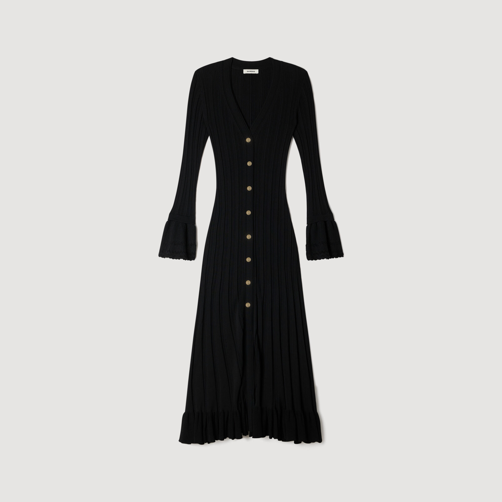 Vestito lungo in maglia con volant