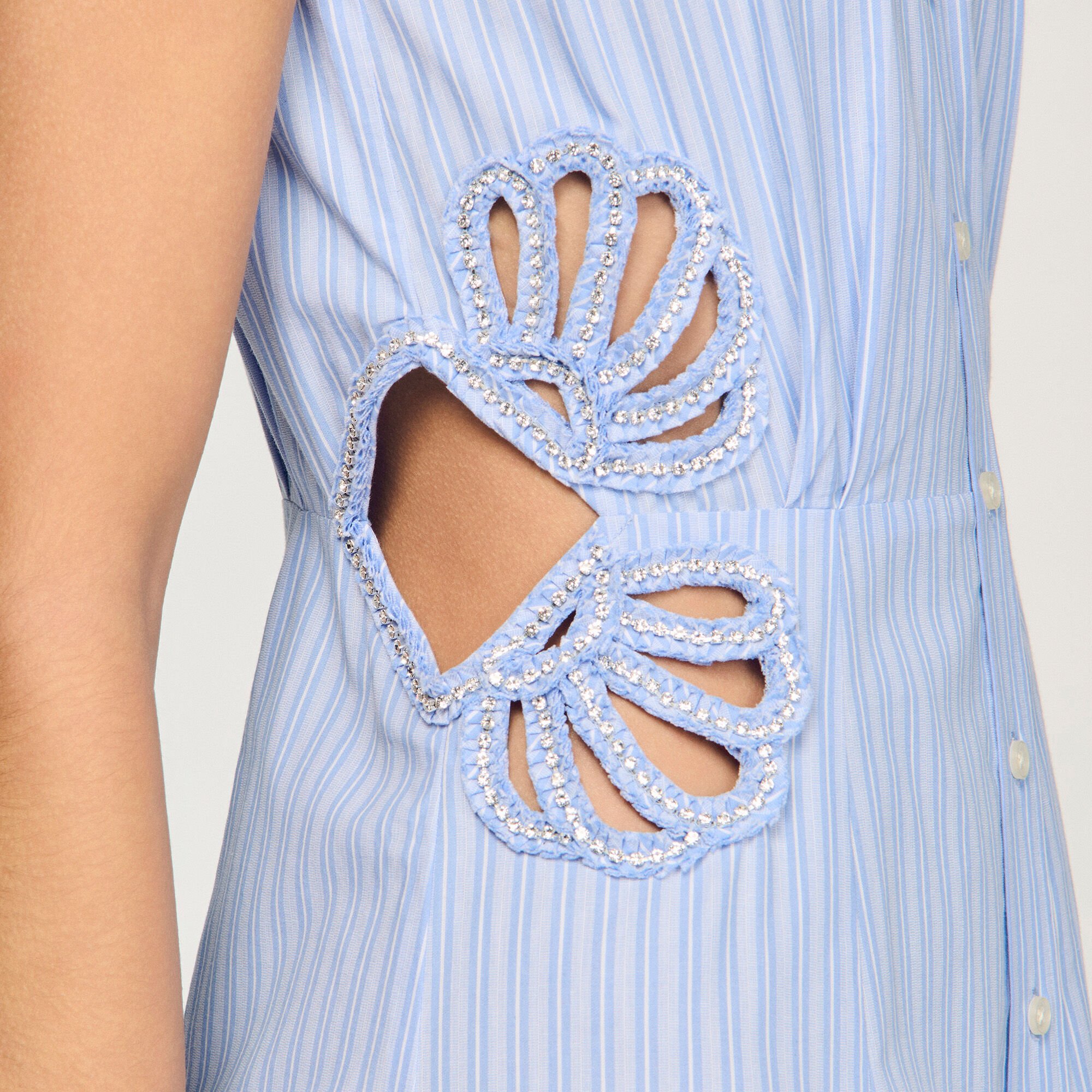 Abito midi in cotone a righe
