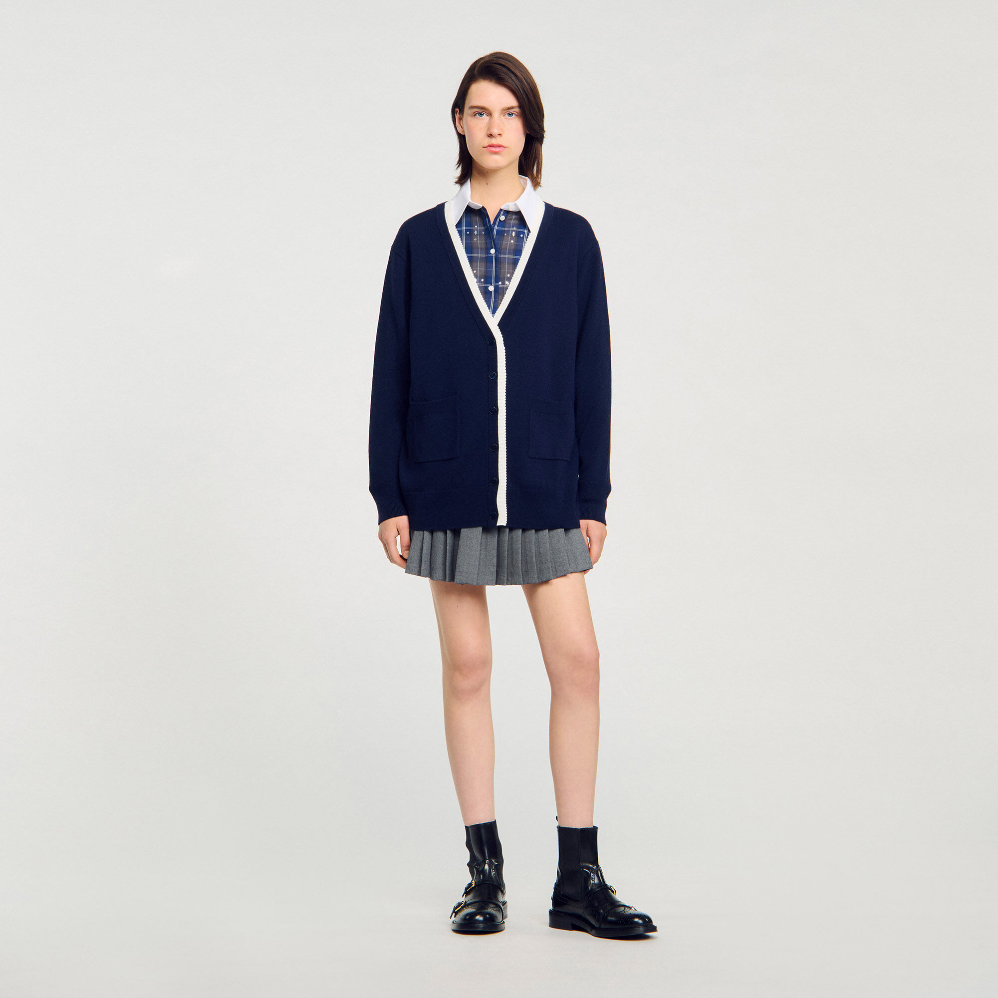 Cardigan lungo a due toni