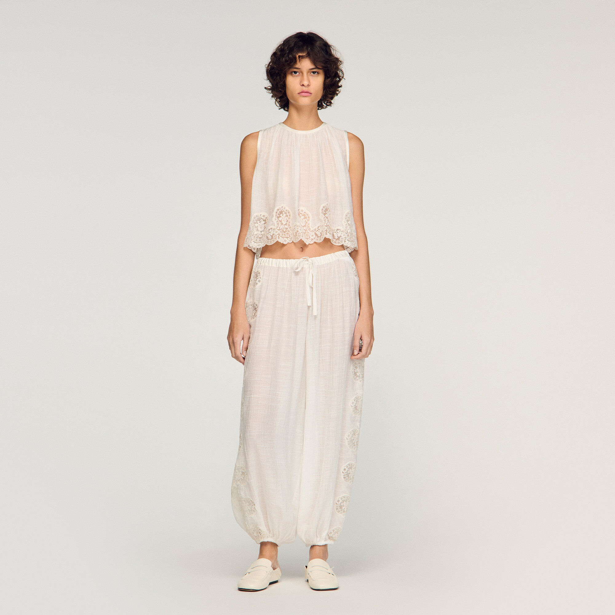 Crop top in crepon