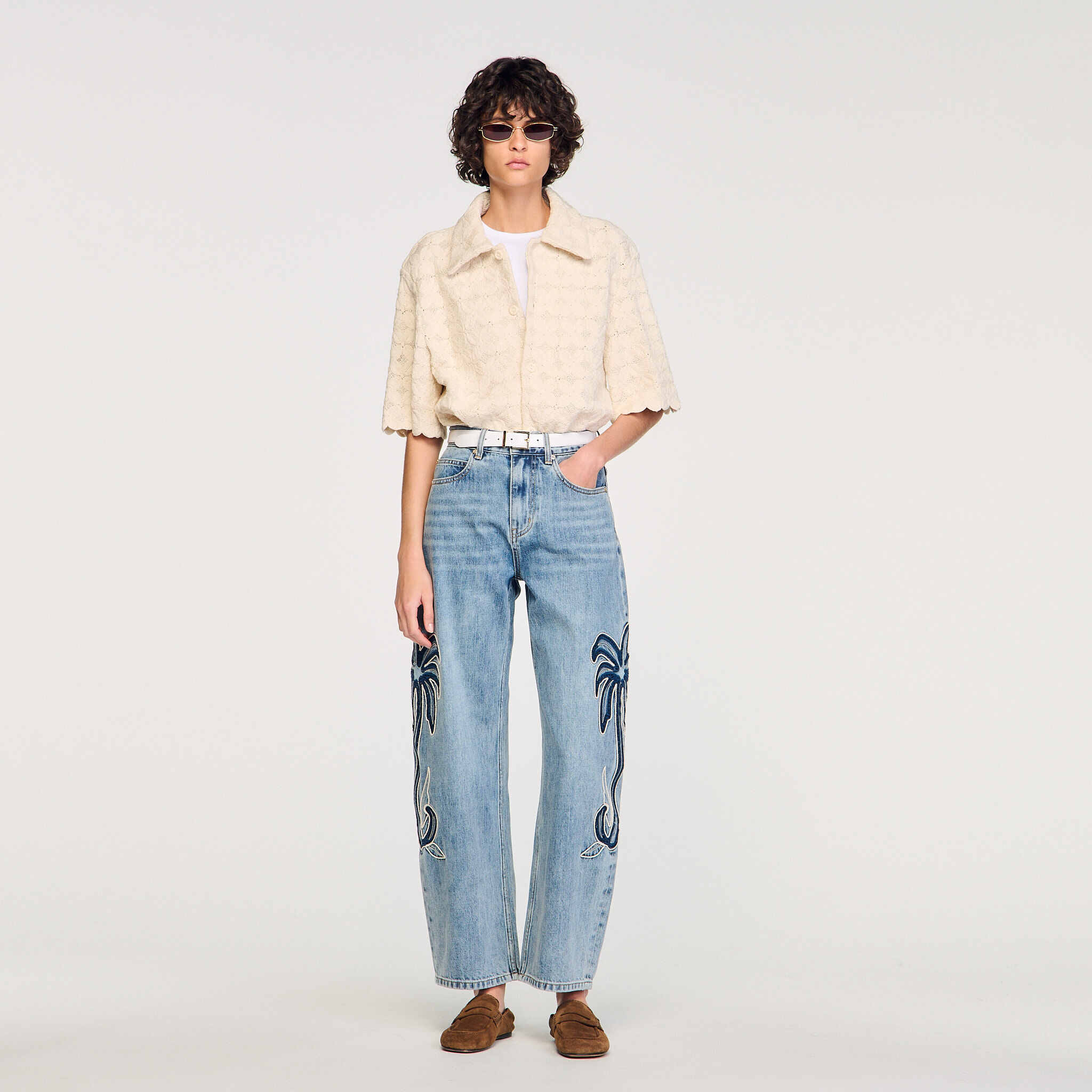 Camicia in cotone broderie anglaise