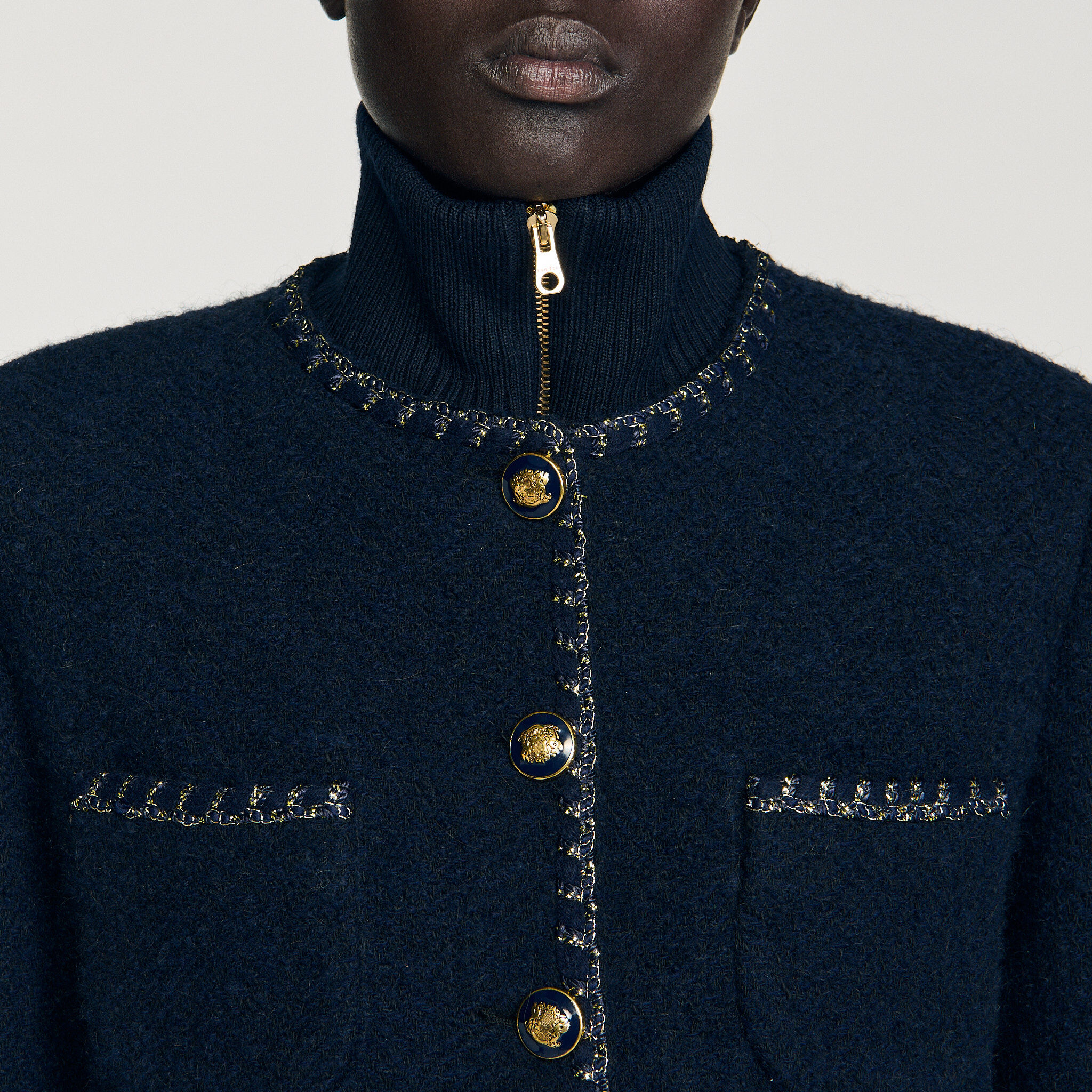 Giacca in tweed con colletto rimovibile