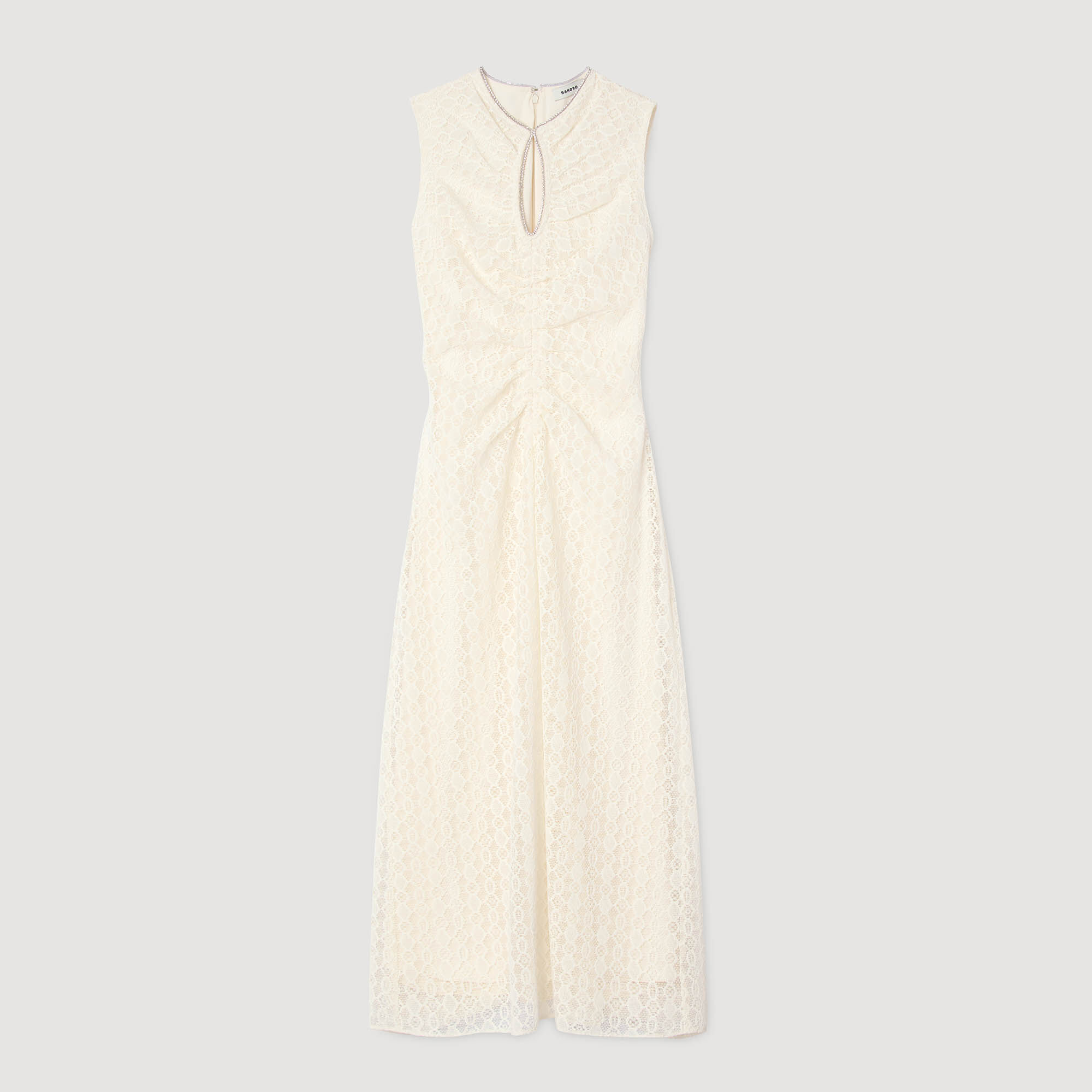 Vestito lungo con scollo a goccia in pizzo