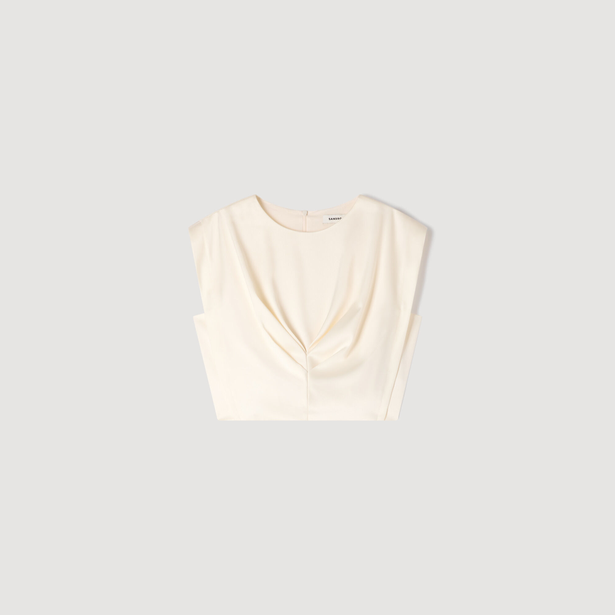 Top corto in satin a pieghe