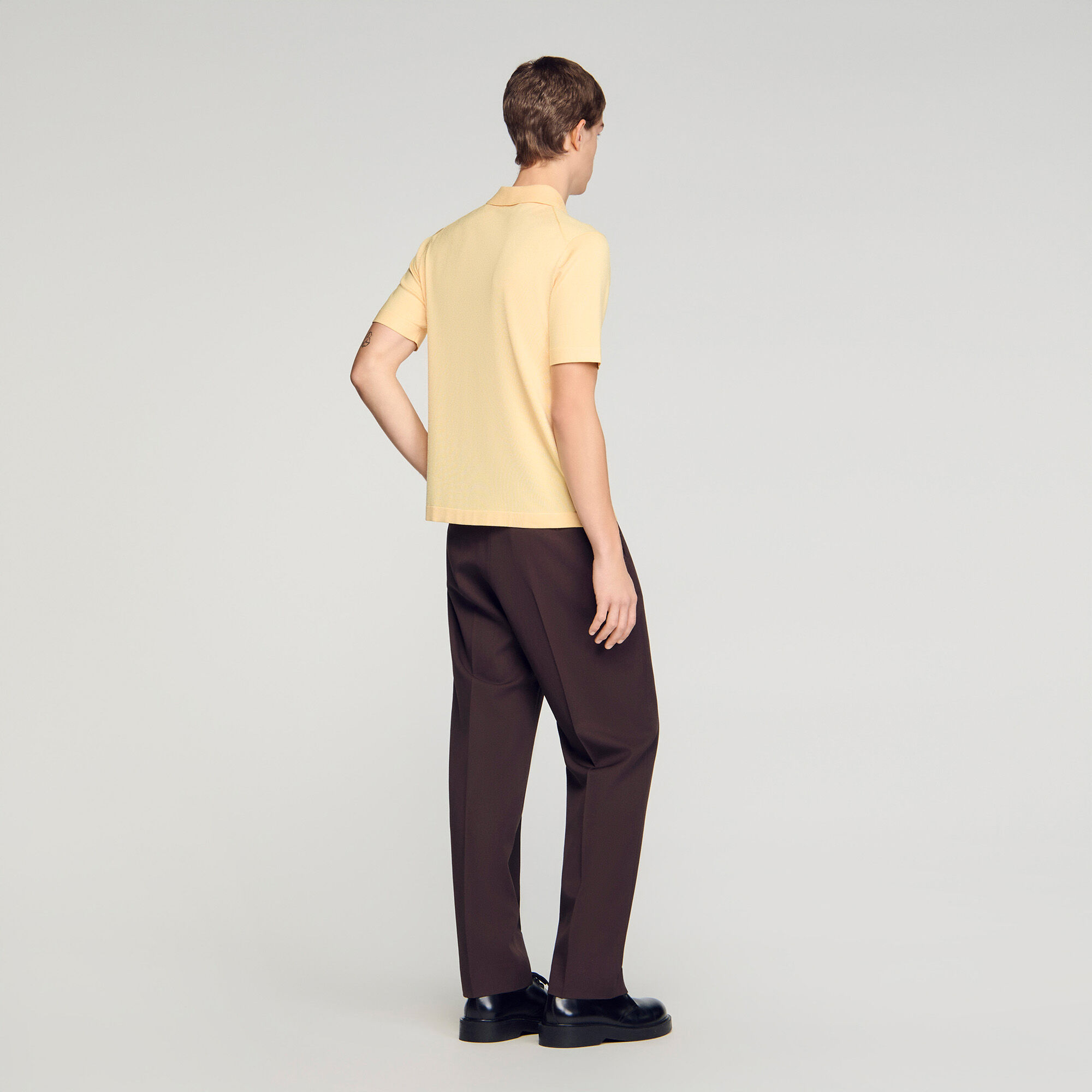 Maglia polo lavorata con colletto a cerniera