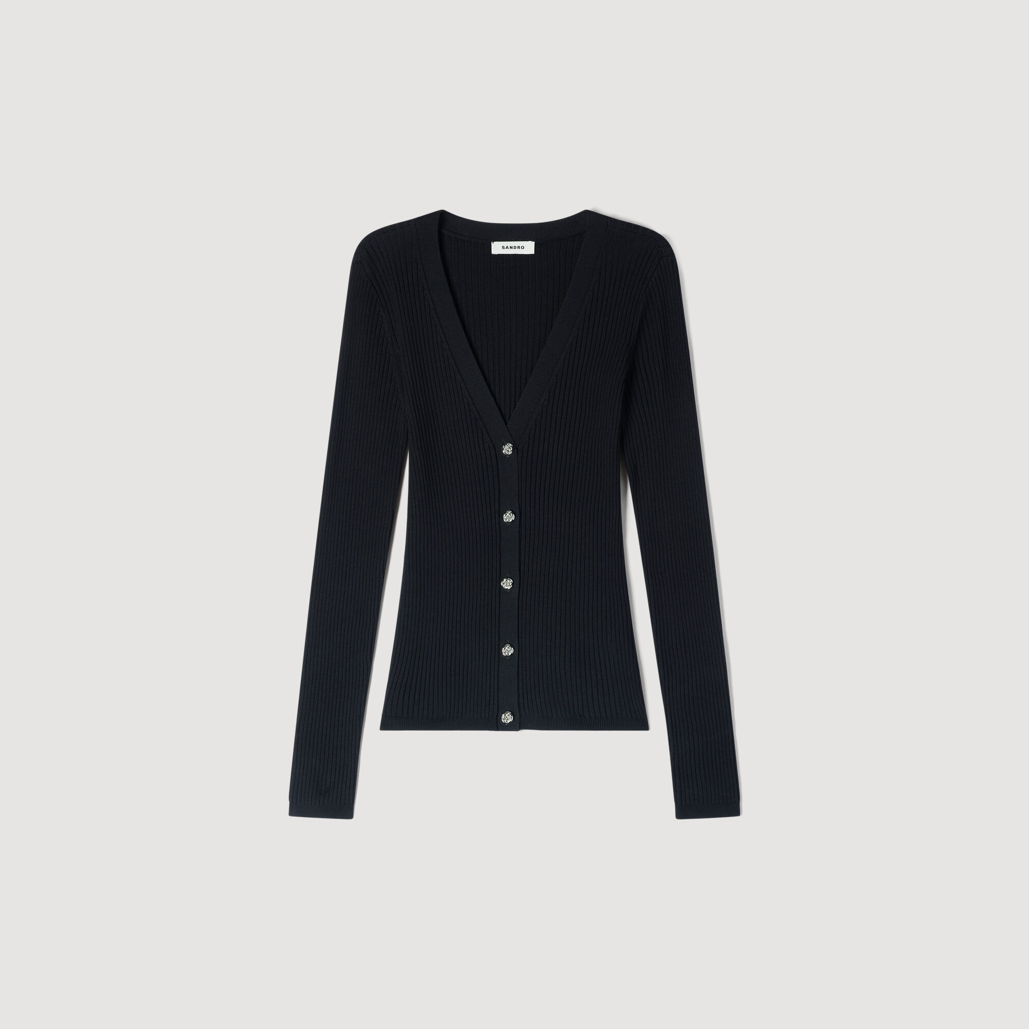 Cardigan a coste con bottoni decorativi