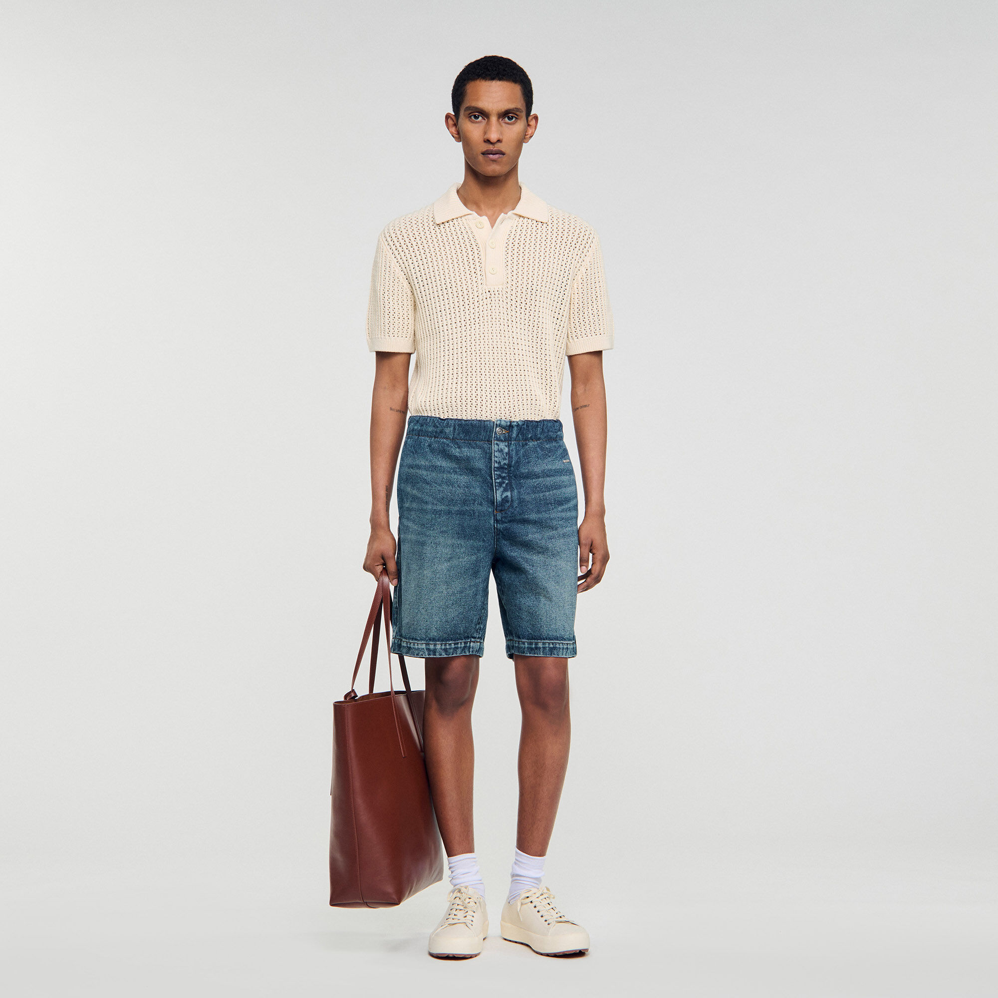 Bermuda in denim elastico