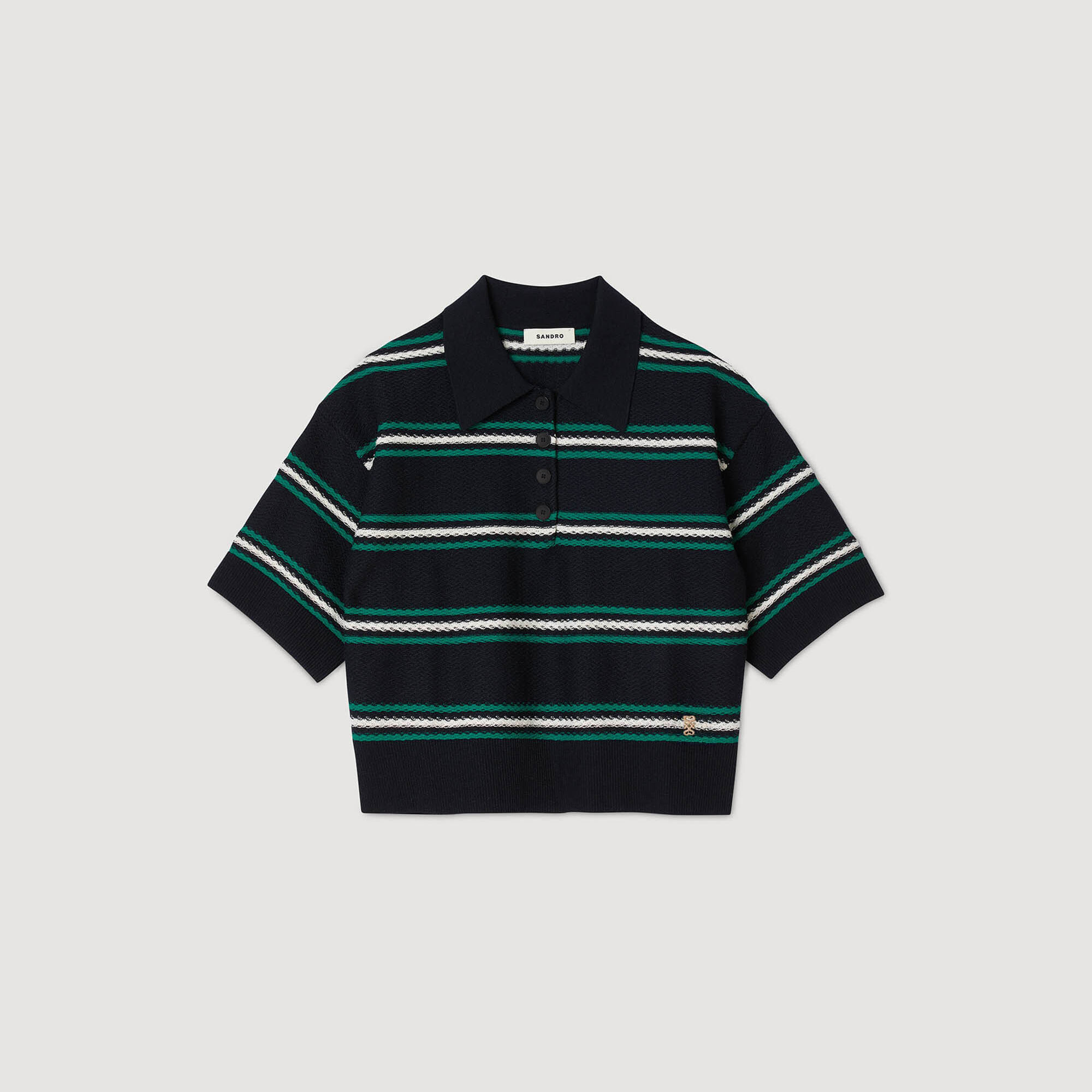 Pullover a collo di polo con righe