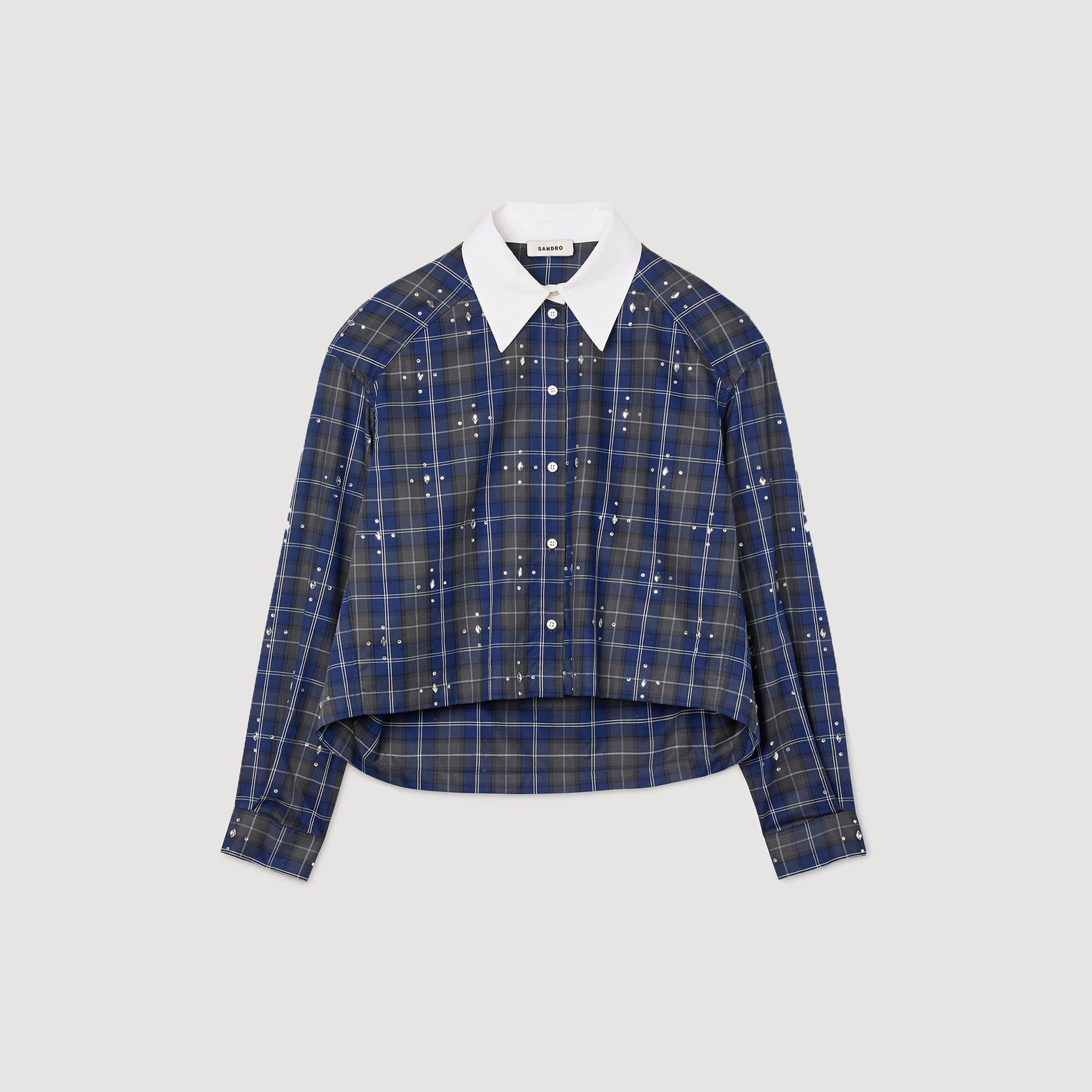 Camicia con colletto a scacchi in cristalli