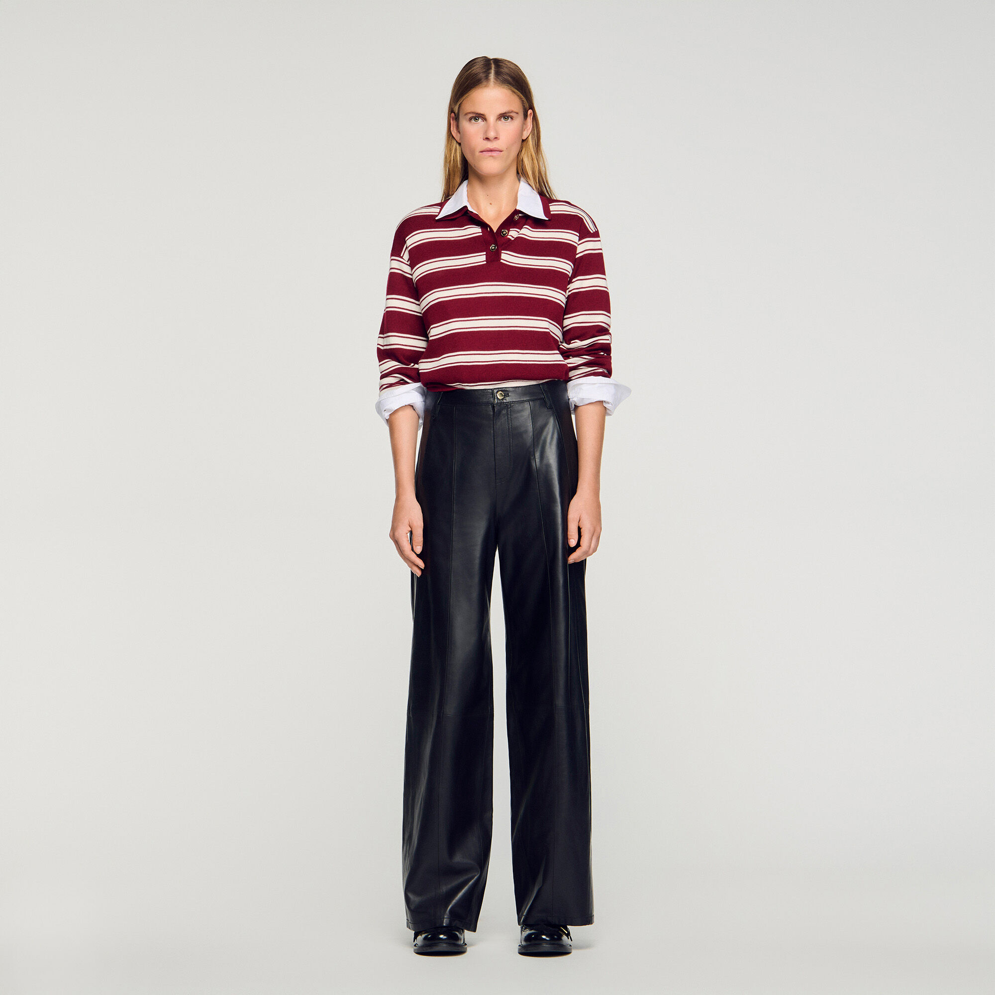 Pantaloni in pelle a gamba larga