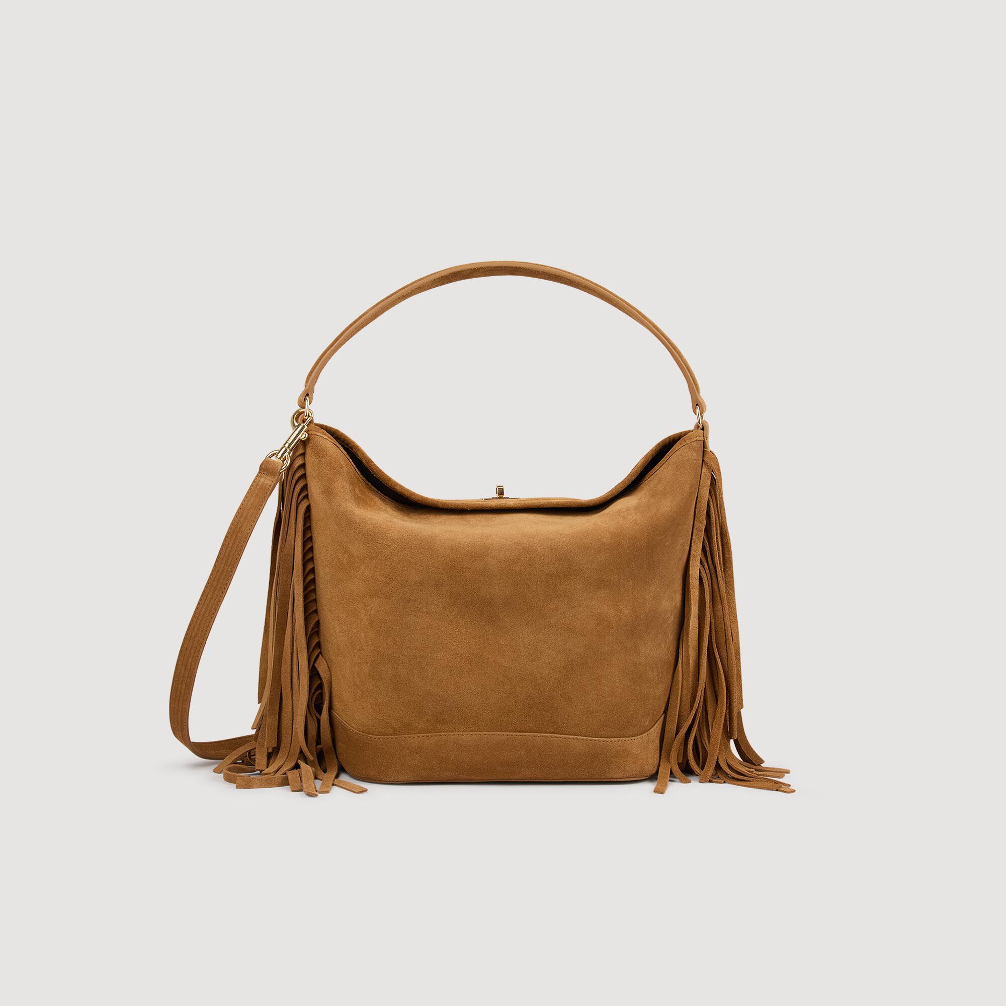 Borsa a secchiello in suede con frange TANGOSO